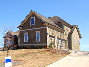 Row of brick townhouses with home loans